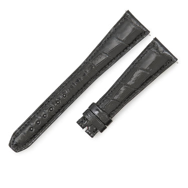 ピエールクンツ PIERREKUNZ ブラック クロコダイル 腕時計パーツ 未使用 純正 替え 予備 クロコ ベルト ストラップ バンド 20mm ブラック 黒