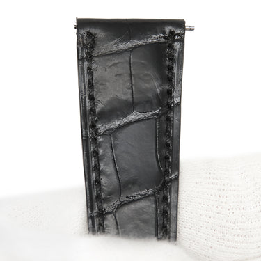 ピエールクンツ PIERREKUNZ ブラック クロコダイル 腕時計パーツ 未使用 純正 替え 予備 クロコ ベルト ストラップ バンド 20mm ブラック 黒