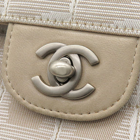 シャネル CHANEL チェーンショルダーバッグ A15316 ベージュ キャンバス レザー ショルダーバッグ シルバー金具