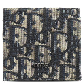 クリスチャン・ディオール Christian Dior オブリーク ジャカード 2ESCP049YSE_H05E ベージュ×ネイビー キャンバス レザー コインケース シルバー金具 紺 日本限定 小銭入れ