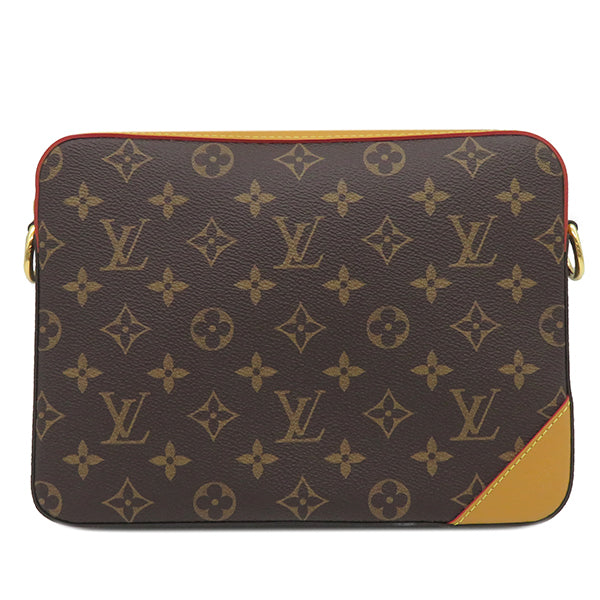 ルイヴィトン LOUIS VUITTON トリオ メッセンジャー M45965 ブラウン系 モノグラムキャンバス モノグラムストライプキャンバス ショルダーバッグ ゴールド金具 NIGO コラボ LVスクエアード 茶