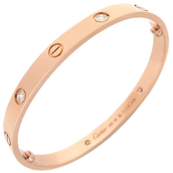 カルティエ Cartier LOVE ラブブレス ハーフダイヤ 4Pダイヤ B6069918 ピンクゴールド K18PG ダイヤモンド #18 ブレスレット 750PG RG 18K 18金