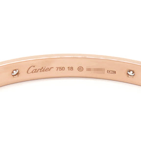 カルティエ Cartier LOVE ラブブレス ハーフダイヤ 4Pダイヤ B6069918 ピンクゴールド K18PG ダイヤモンド #18 ブレスレット 750PG RG 18K 18金