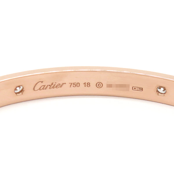 カルティエ Cartier LOVE ラブブレス ハーフダイヤ 4Pダイヤ B6069918 ピンクゴールド K18PG ダイヤモンド #18 ブレスレット 750PG RG 18K 18金