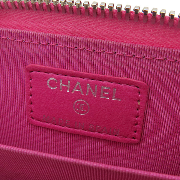 シャネル CHANEL マトラッセ ジップ コインパース ピンク ラムスキン コインケース シルバー金具 小銭入れ カードケース ラウンドファスナー