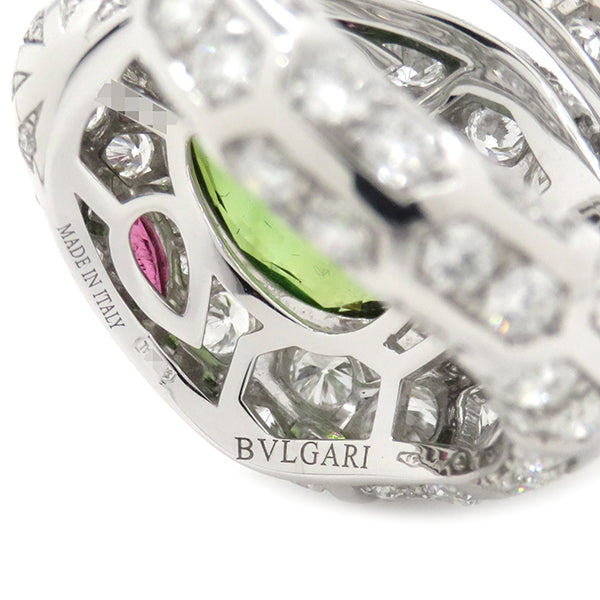 ブルガリ BVLGARI セルペンティ ダイヤリング  RV221 ホワイトゴールド K18WG グリーントルマリン ピンクトルマリン ダイヤモンド リング 指輪 BVLGARI 12号