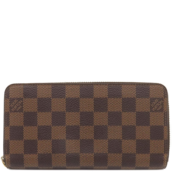 ルイヴィトン LOUIS VUITTON ジッピー ウォレット N60015 ダミエエベヌ ダミエキャンバス 長財布 ゴールド金具 茶 ラウンドファスナー