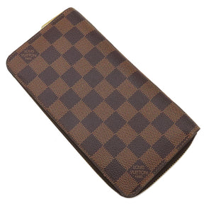 ルイヴィトン LOUIS VUITTON ジッピー ウォレット N60015 ダミエエベヌ ダミエキャンバス 長財布 ゴールド金具 茶 ラウンドファスナー