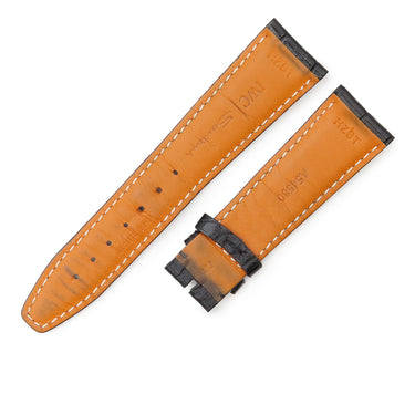 IWC IWC ブラック サントーニ社製クロコバンド 腕時計パーツ 純正 替え クロコ バンド レザー ベルト ストラップ 22mm ブラック 黒