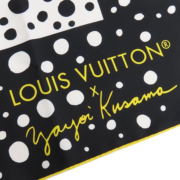 ルイヴィトン LOUIS VUITTON LV × YK カレ90 インフィニティ パンプキン M78288 ノワール シルク スカーフ 黒 白 黄色  水玉 草間彌生 かぼちゃ