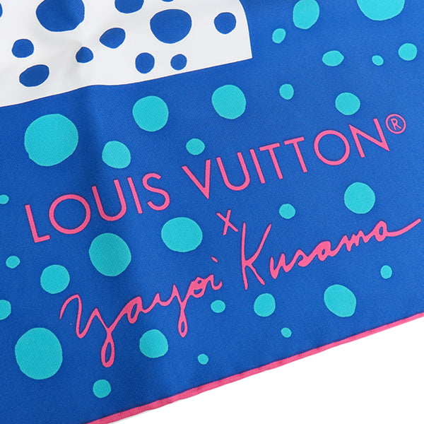 ルイヴィトン LOUIS VUITTON LV × YK カレ90 インフィニティ パンプキン M78393  ブルー シルク スカーフ 青 白 緑  ピンク 水玉 草間彌生 かぼちゃ