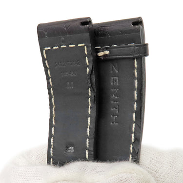 ゼニス ZENITH ブラック クロコダイル 腕時計パーツ 純正 替え クロコ ベルト バンド ストラップ 24ｍｍ ブラック 黒