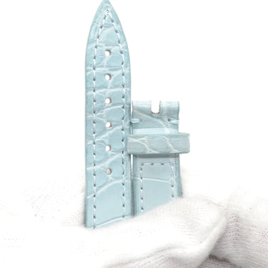 フランクミュラー FRANCK MULLER ロングアイランド（800/802）用 クロコバンド アイスブルー クロコダイル 腕時計パーツ 新同 純正 ベルト 12mm アイスブルー 水色 バネ棒付き