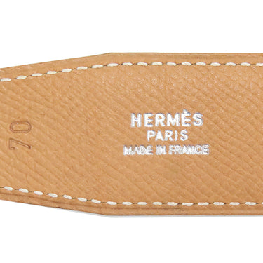 エルメス HERMES コンスタンスH ＃70 パープル系×ベージュ系 ボックスカーフ ヴォーエプソン #70 ベルト シルバー金具 Hバックル 紫 茶