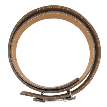 エルメス HERMES コンスタンスH ＃70 パープル系×ベージュ系 ボックスカーフ ヴォーエプソン #70 ベルト シルバー金具 Hバックル 紫 茶