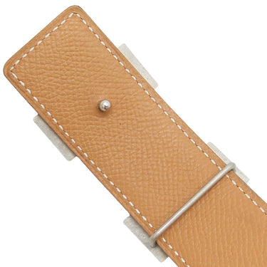 エルメス HERMES コンスタンスH ＃70 パープル系×ベージュ系 ボックスカーフ ヴォーエプソン #70 ベルト シルバー金具 Hバックル 紫 茶