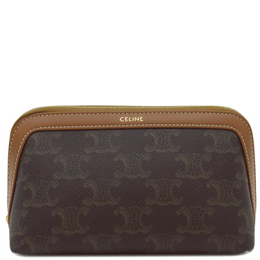 セリーヌ CELINE コスメティック リップスティック ポーチ 4M5032CZJ.04LU タン カーフ トリオンフキャンバス ポーチ ゴールド金具 茶 トリオンフ