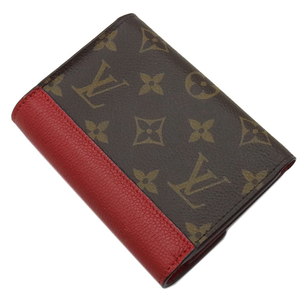 ルイヴィトン LOUIS VUITTON ポルトフォイユパラスコンパクト M67478 モノグラム×スリーズ モノグラムキャンバス トリヨンレザー  三つ折り財布 ゴールド金具 赤 茶