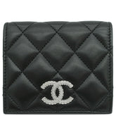 シャネル CHANEL マトラッセ スモール ウォレット AP3055 ブラック ラムスキン 二つ折り財布 シルバー金具 黒 ココマーク ミニ財布