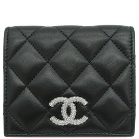 シャネル CHANEL マトラッセ スモール ウォレット AP3055 ブラック ラムスキン 二つ折り財布 シルバー金具 黒 ココマーク ミニ財布