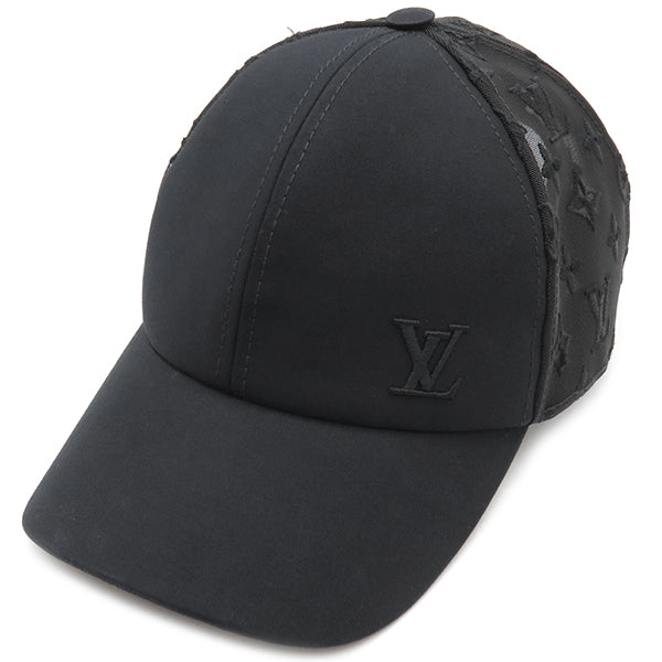 ルイヴィトン LOUIS VUITTON ベースボール M77115 ブラック コットン ポリエステル キャップ ゴールド金具 黒 モノグラムメッシュ 帽子