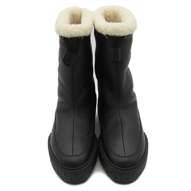 エルメス HERMES ショートブーツ ジャーニー H242070Z ブラック×エクリュ カーフ シープスキン #36 ブーツ 新品 未使用 セリエワッペン 靴 黒