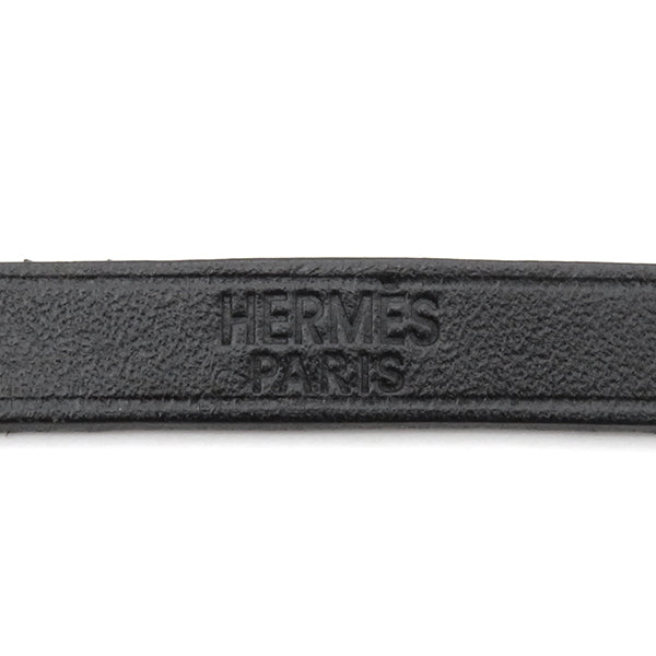 エルメス HERMES アピ3 レザー ロングブレスレット ブラック レザー メタル #L ブレスレット シルバー金具 黒 HAPI