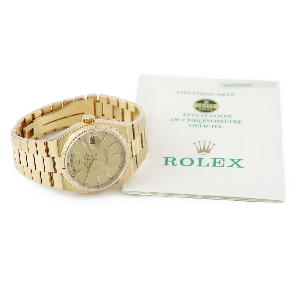 ロレックス ROLEX オイスタークォーツ デイデイト 19018 95番台 クオーツ メンズ 95番台 K18YG無垢 シャンパン トリチウム 希少