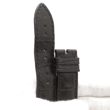 ヴァシュロン・コンスタンタン VACHERON CONSTANTIN 弓型 Rカン カーフエンド ブラック クロコダイル 腕時計パーツ 純正 替え クロコ ベルト ストラップ 予備 22ｍｍ 黒 ブラック