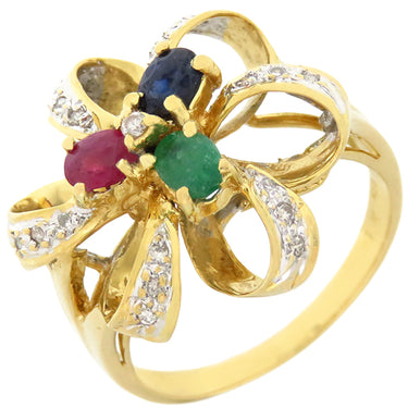 ノンブランド NON BRAND マルチカラーリング イエローゴールド K18YG リング 指輪 13号