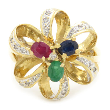 ノンブランド NON BRAND マルチカラーリング イエローゴールド K18YG リング 指輪 13号