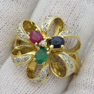 ノンブランド NON BRAND マルチカラーリング イエローゴールド K18YG リング 指輪 13号