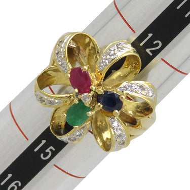 ノンブランド NON BRAND マルチカラーリング イエローゴールド K18YG リング 指輪 13号