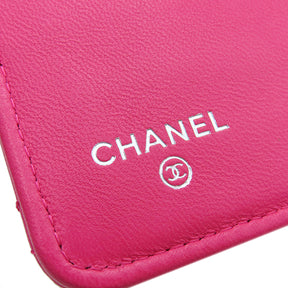 シャネル CHANEL スモールウォレット A48667 ピンク ラムスキン 二つ折り財布 シルバー金具 マトラッセ ココマーク