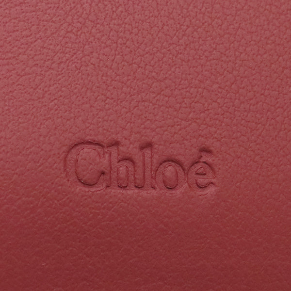 クロエ Chloe C トリフォールドウォレット ピンク レザー 三つ折り財布 ゴールド金具 ローズブラウン 型押し ミニ財布