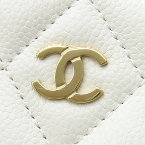 シャネル CHANEL クラシック ジップ コインパース AP0216 ホワイト キャビアスキン コインケース ゴールド金具 白 マトラッセ 小銭入れ カードケース