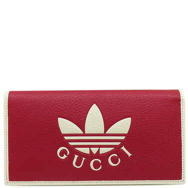 グッチ GUCCI adidas コラボ 621892 レッド×ホワイト レザー チェーンウォレット ゴールド金具 赤 白 アディダス