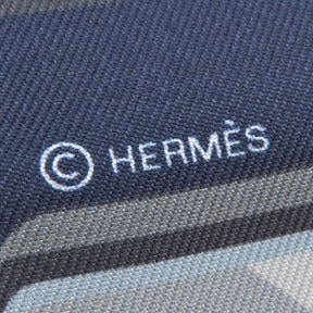 エルメス HERMES ツイリー マリン×グレー×ゴールド シルク スカーフ 【HERMES STORY/エルメスストーリー】