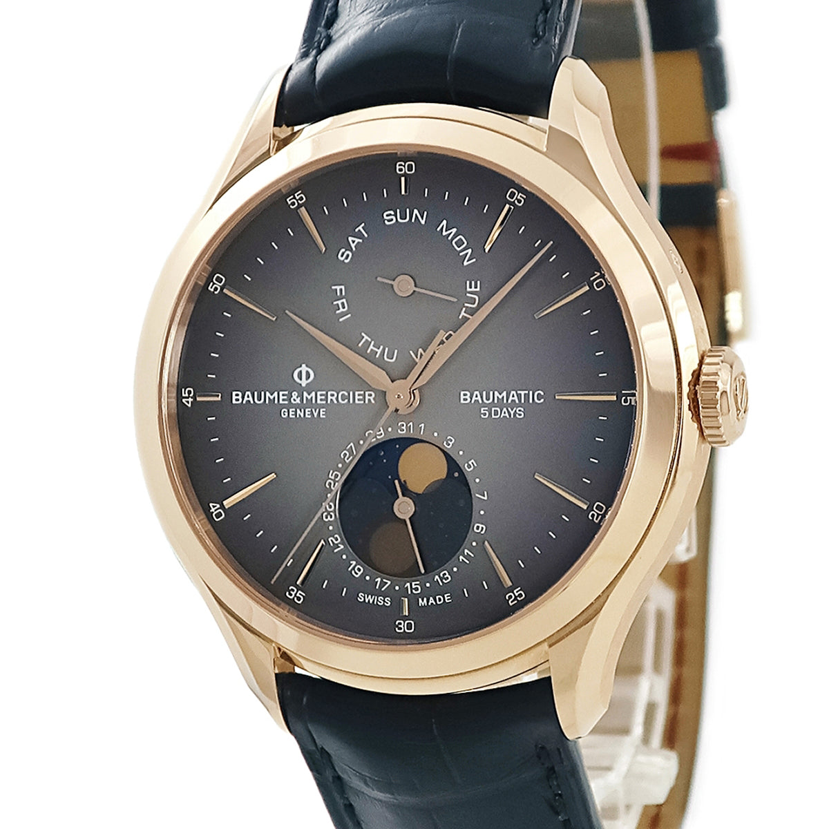 ボーム&メルシエ BAUME&MERCIER クリフトン ボーマティック デイデイト ムーンフェイズ M0A10547 自動巻き メンズ K18PG無垢 小窓