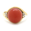 ノンブランド NON BRAND 珊瑚 リング イエローゴールド K金 珊瑚 リング 指輪 サンゴ 8号