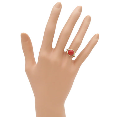 ノンブランド NON BRAND 珊瑚 リング イエローゴールド K金 珊瑚 リング 指輪 サンゴ 8号