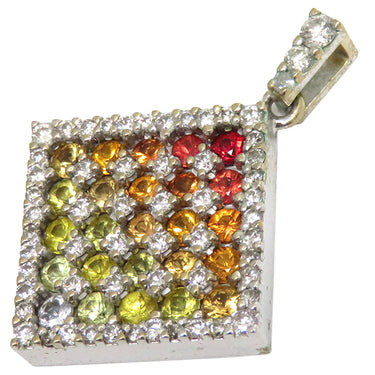 ノンブランド NON BRAND 色石 ダイヤモンド ホワイトゴールド K18WG ダイヤモンド 色石 ペンダントトップ 赤 オレンジ 黄