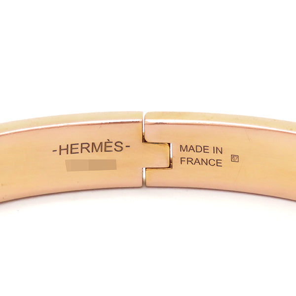 エルメス HERMES ミニクリック PM シェーヌダンクル ピンクゴールド×ピンク メタル エナメル バングル