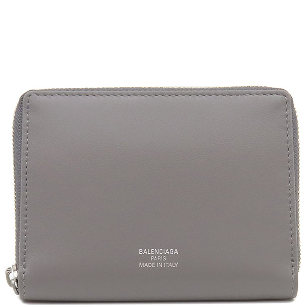 バレンシアガ BALENCIAGA エンベロープ コインパース 771310 グレー レザー コインケース シルバー金具 カードケース 小銭入れ