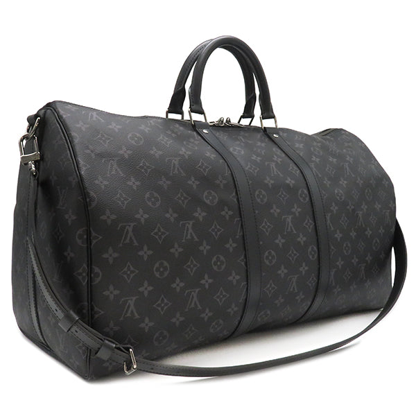 ルイヴィトン LOUIS VUITTON キーポル バンドリエール 55 M40605  モノグラムエクリプス モノグラムエクリプスキャンバス ボストンバッグ シルバー金具 旅行カバン 黒 グレー