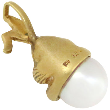 ノンブランド NON BRAND パール ダイヤ ウサギモチーフ イエローゴールド K18YG ペンダントトップ
