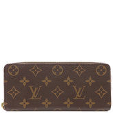 ルイヴィトン LOUIS VUITTON ポルトフォイユ クレマンス M64201 モノグラム×フューシャ モノグラムキャンバス 長財布 ゴールド金具 茶 ピンク ラウンドファスナー チャーム付き