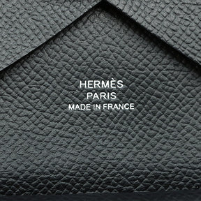 エルメス HERMES カルヴィ デュオ ブラック ヴォーエプソン カードケース シルバー金具 新品 未使用 黒