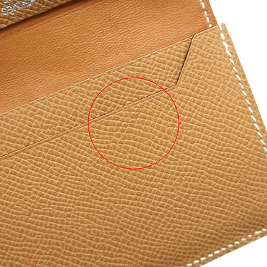 エルメス HERMES ベアン ヴェルソ ブルージーン×ナチュラル ヴォーエプソン カードケース シルバー金具 青 茶 バイカラー 名刺入れ