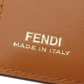 フェンディ FENDI マイクロ チェーンウォレット 8M0481 ブラウン レザー 三つ折り財布 ゴールド金具 茶 コンパクトウォレット